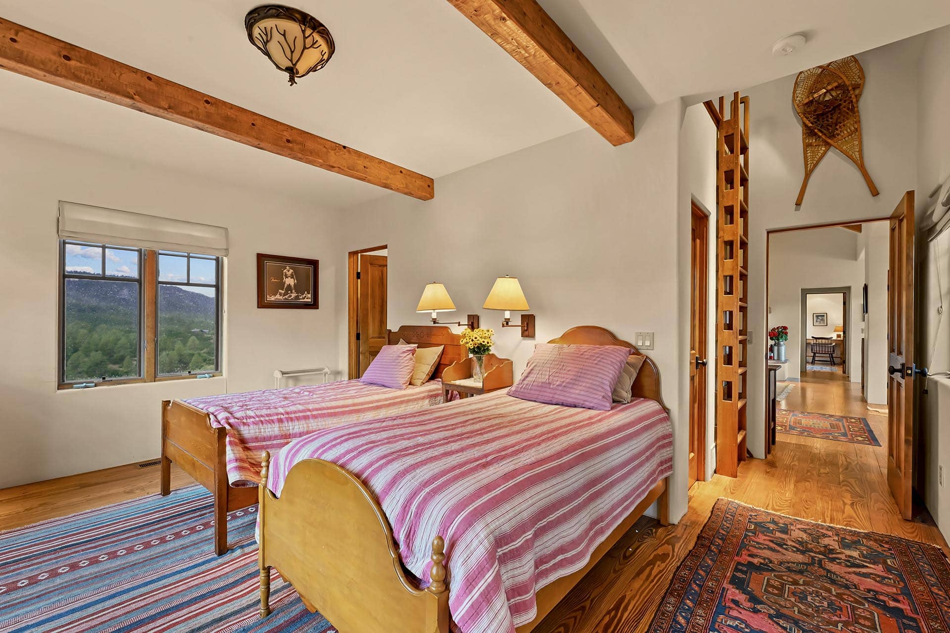 exposed beam bedroom residential estate colorado endless vista ranch