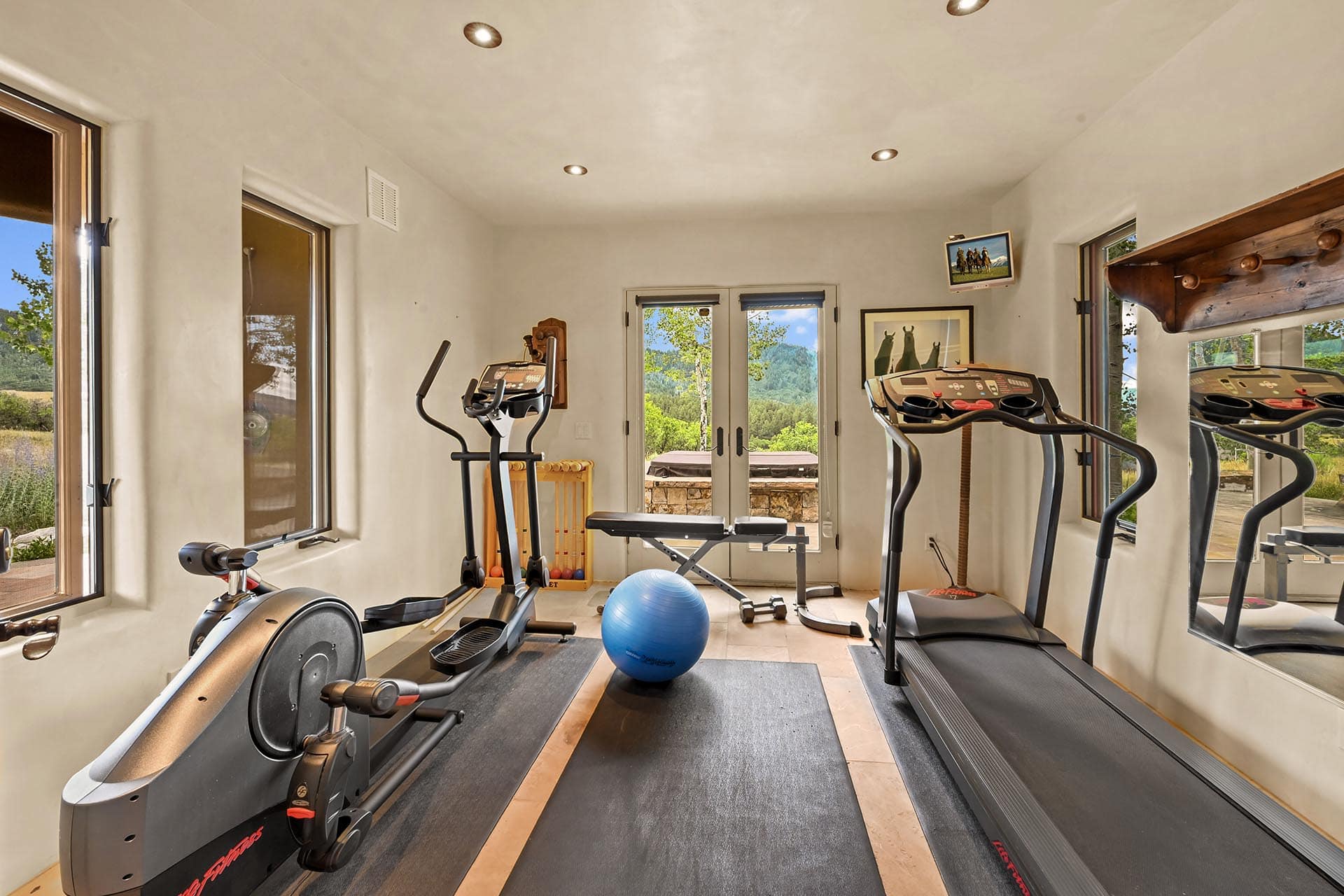 home gym with outdoor access residential estate colorado endless vista ranch
