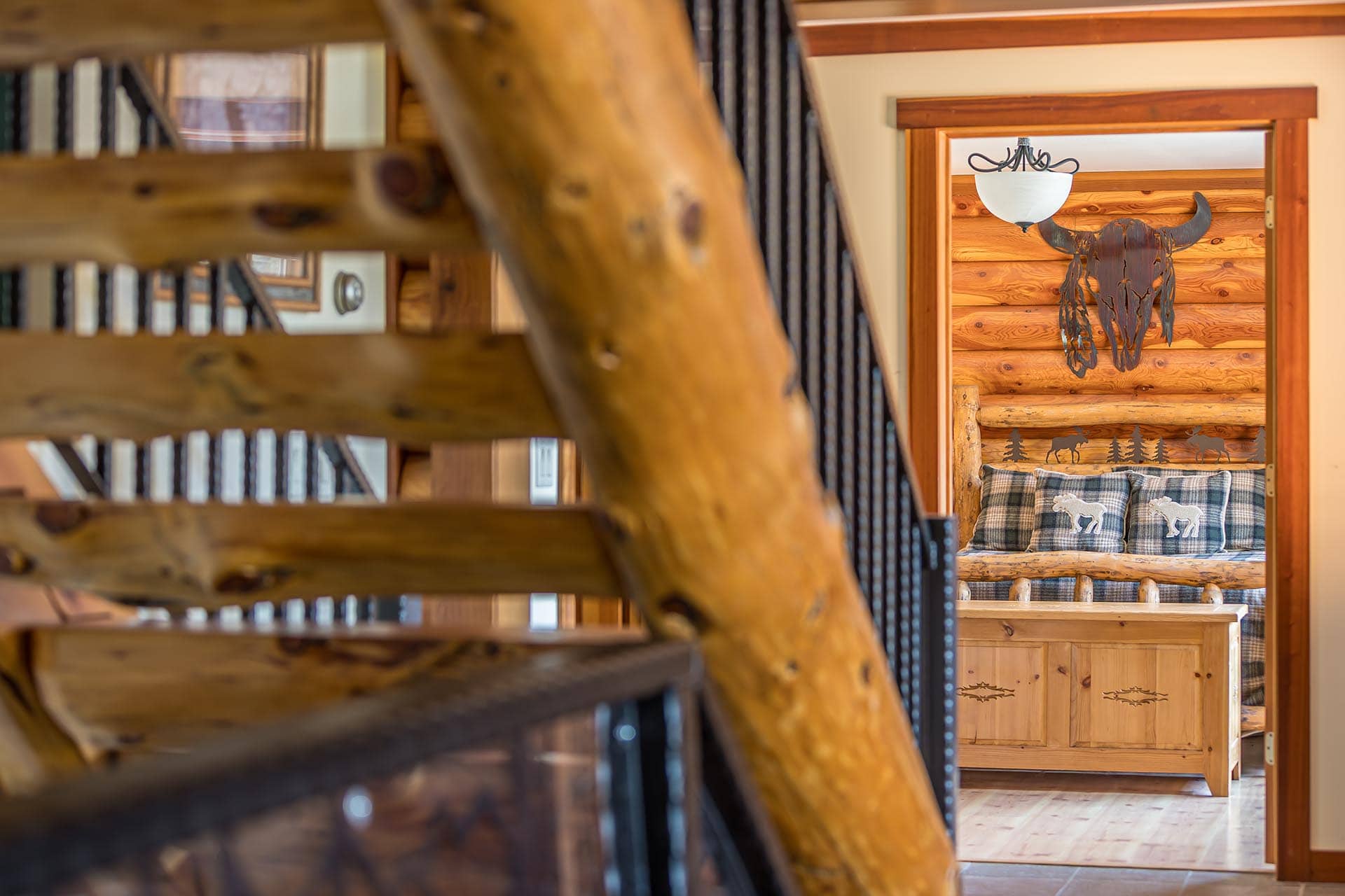 log home interior montana elk ranch
