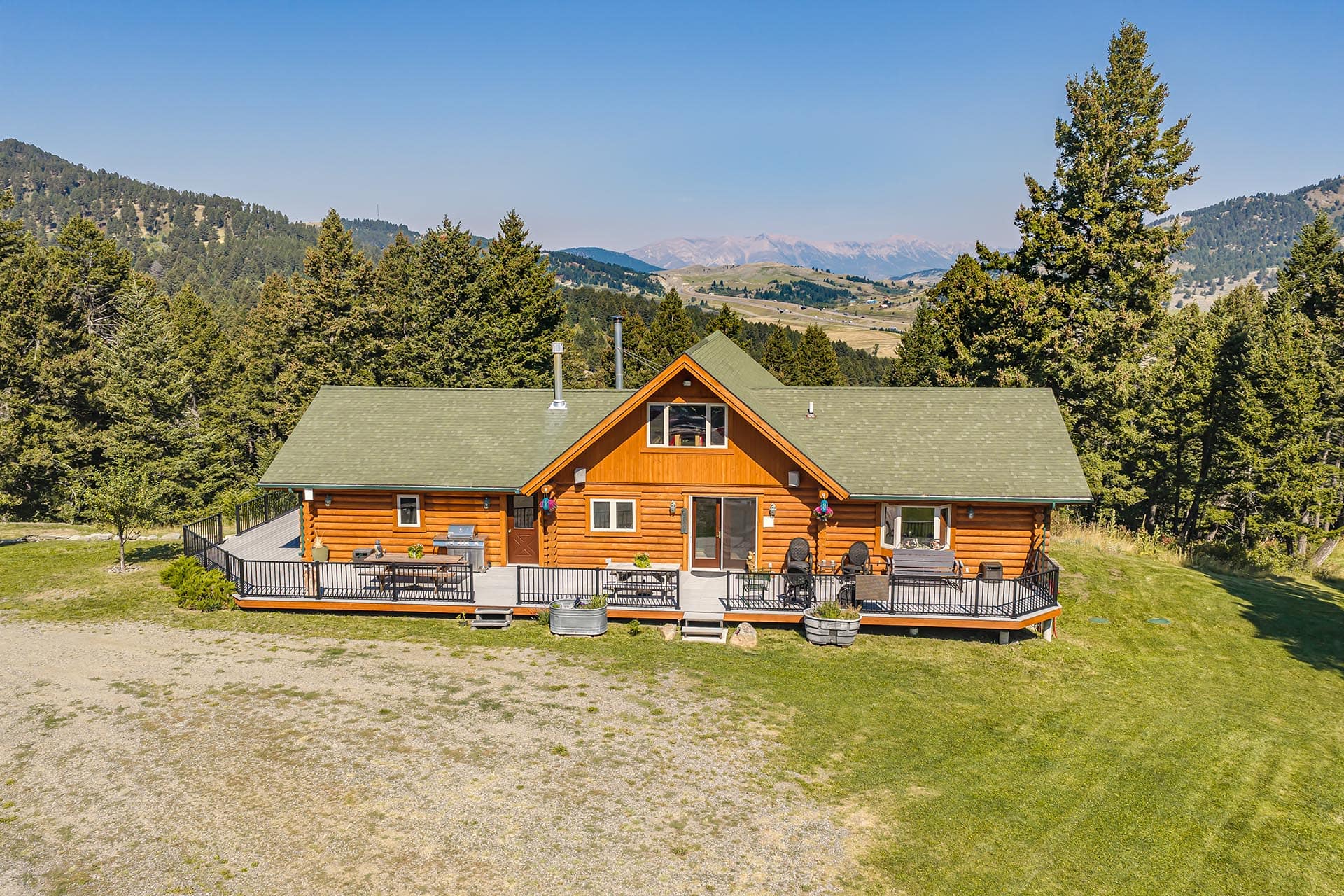 log home mountain view land montana elk ranch