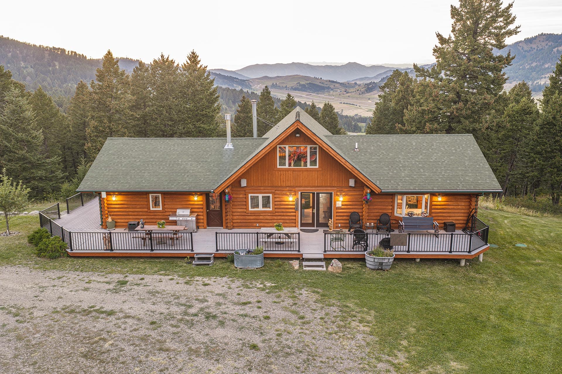 log home with mountain views montana elk ranch