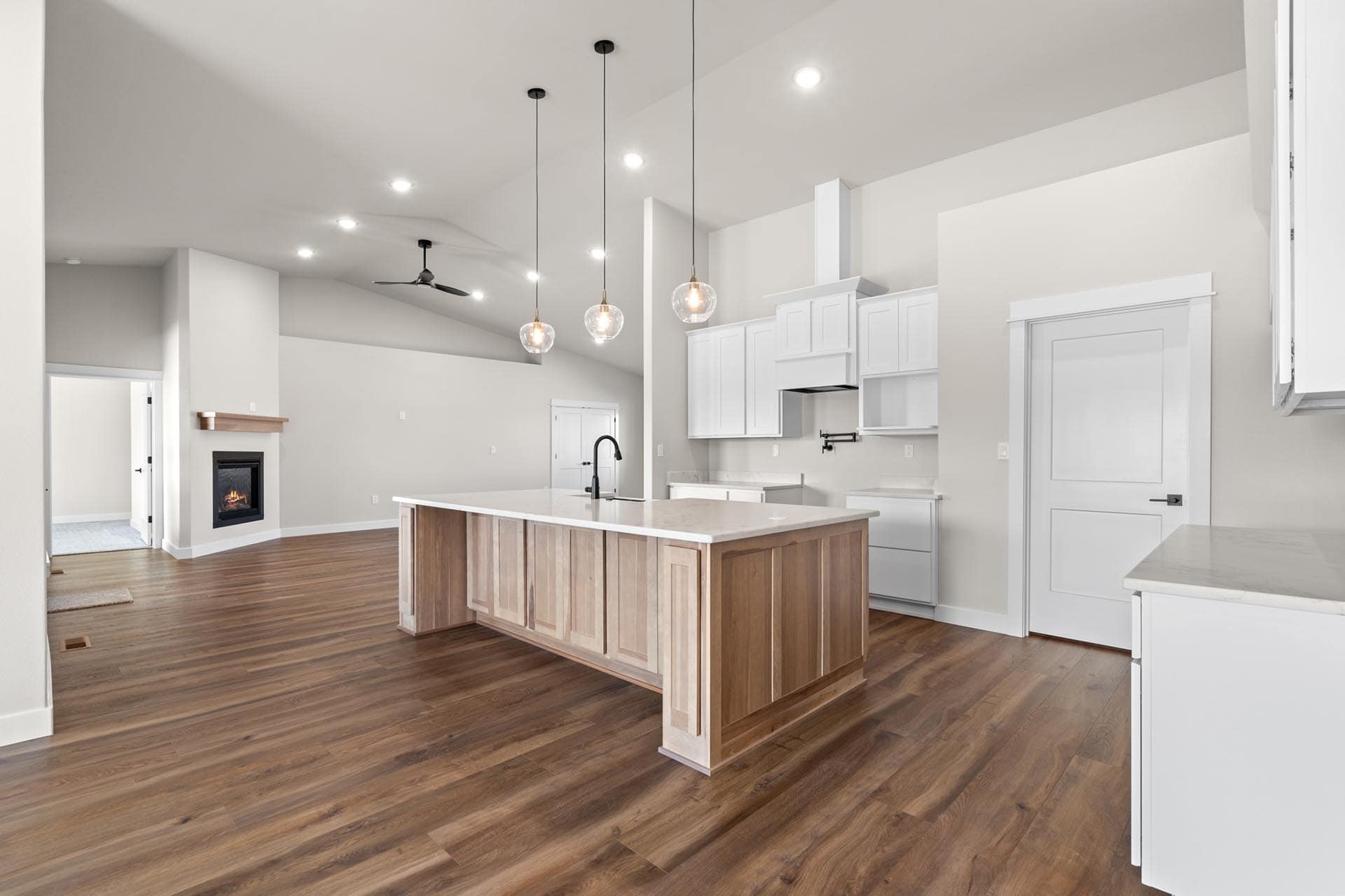 lower house dinnng room lookng at kitchen and living room oregon McKay Creek Country Estates
