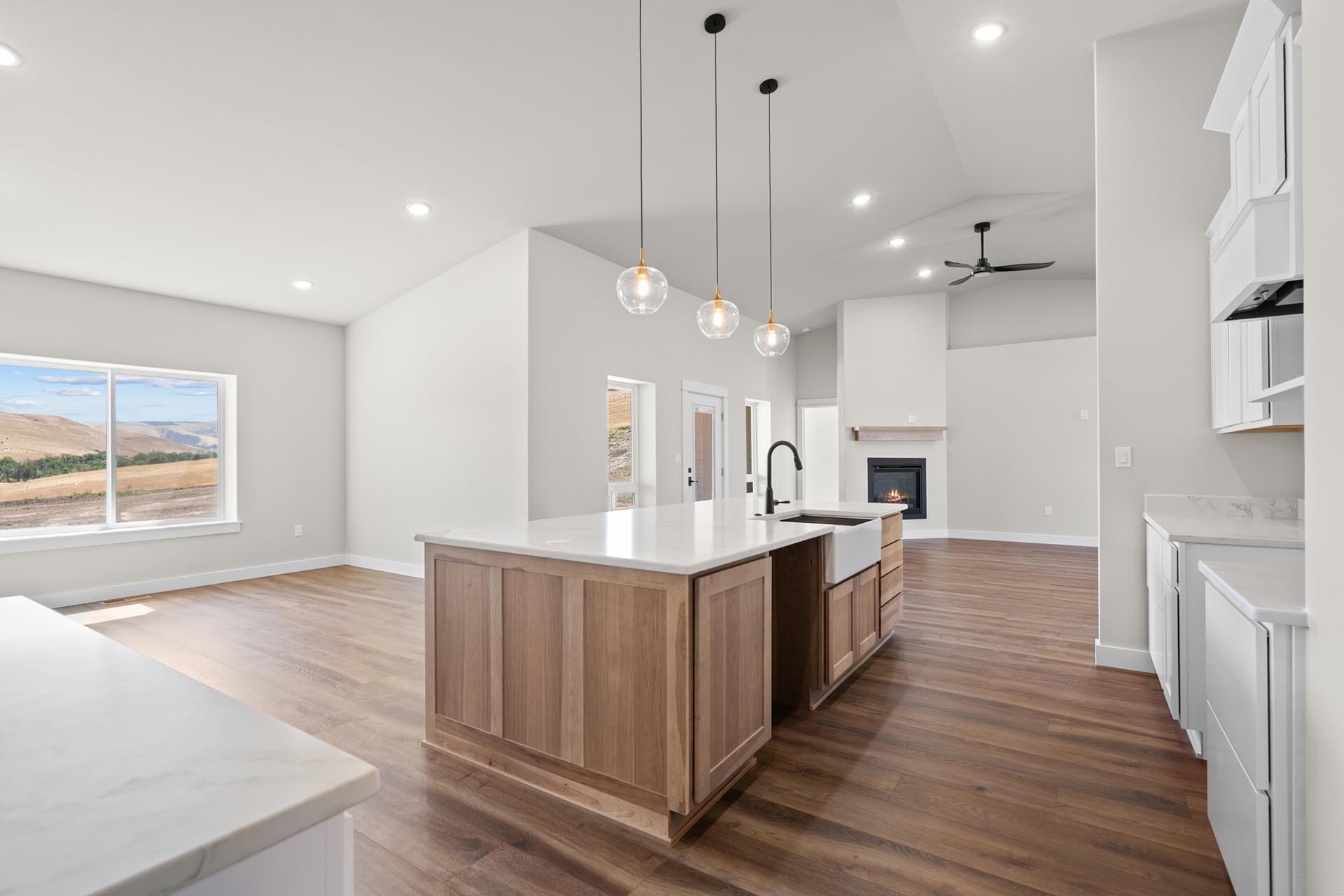 lower house kitchen look at dining room and living room oregon McKay Creek Country Estates