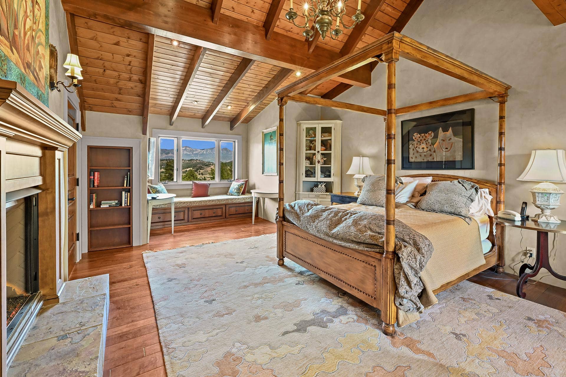 master bedroom with mountain view colorado endless vista ranch