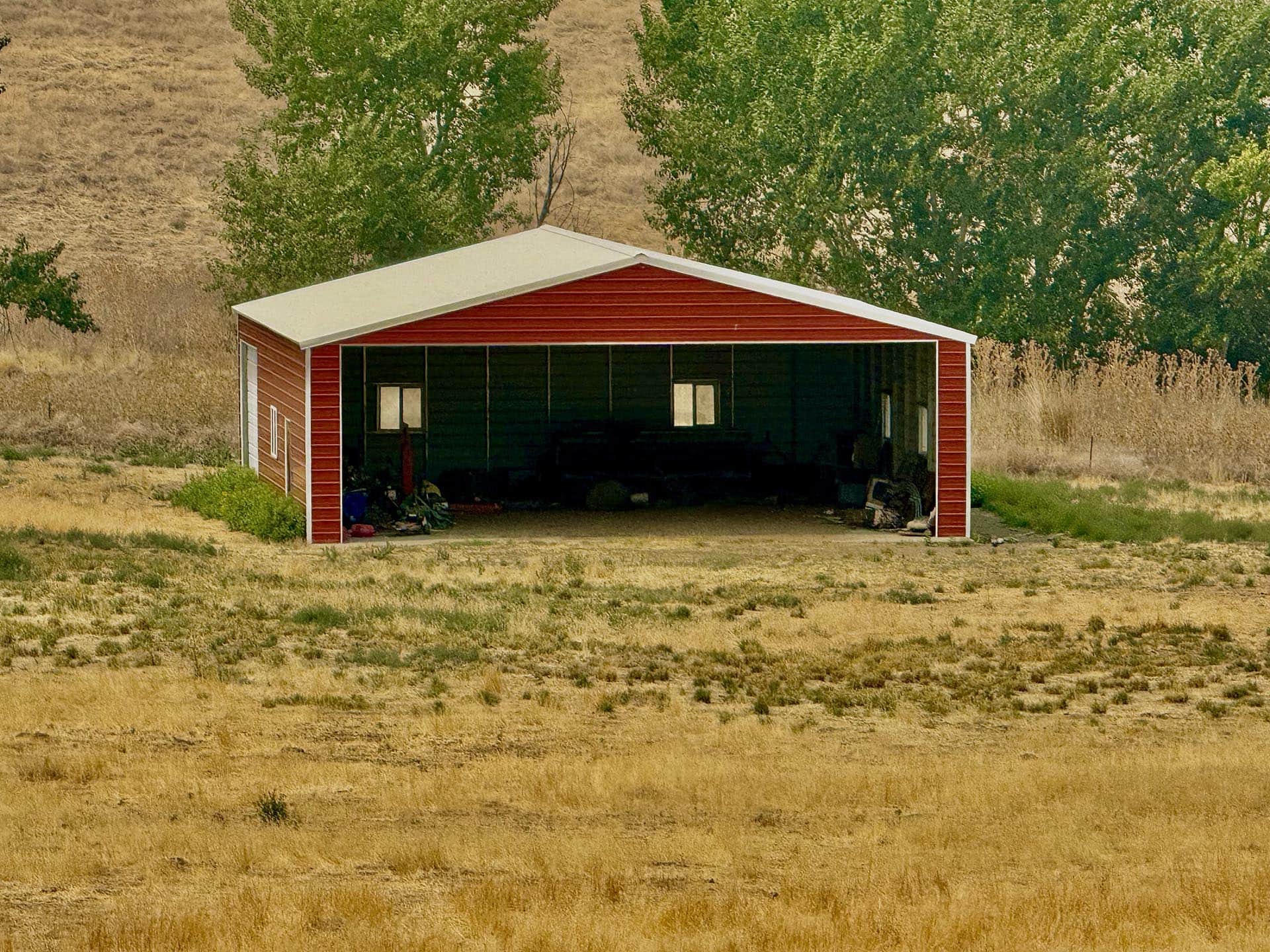 metal equipment shed rangeland land oregon powell creek ranch