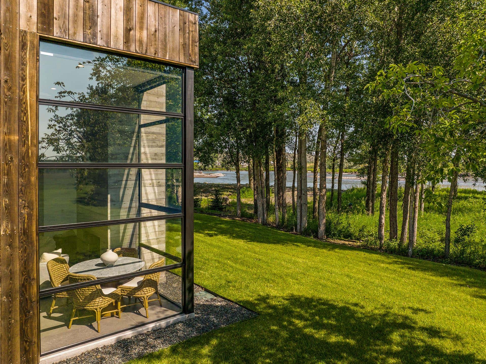 modern riverfront home exterior for sale montana stillwater-yellowstone confluence ranch