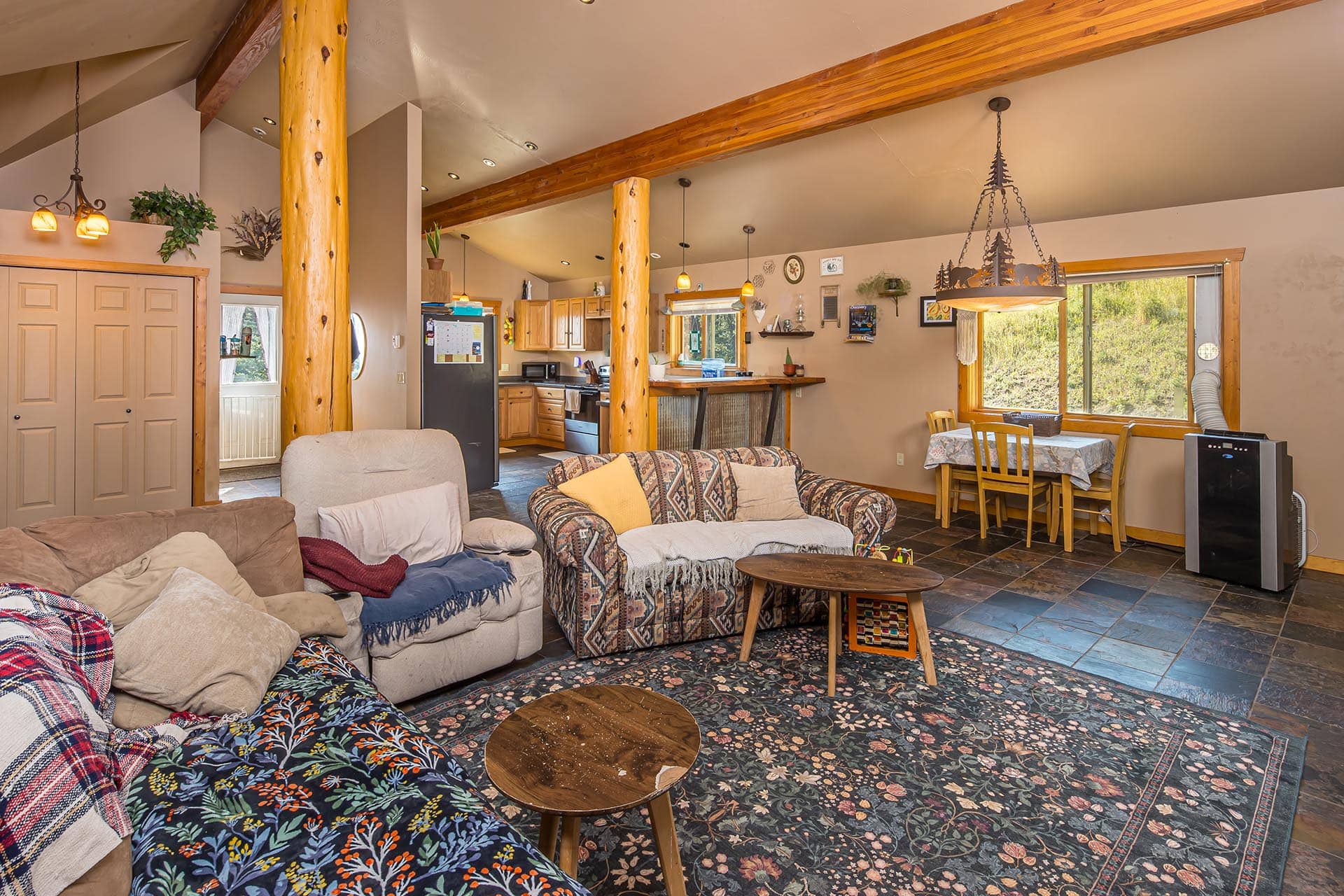 open concept kitchen living area montana elk ranch