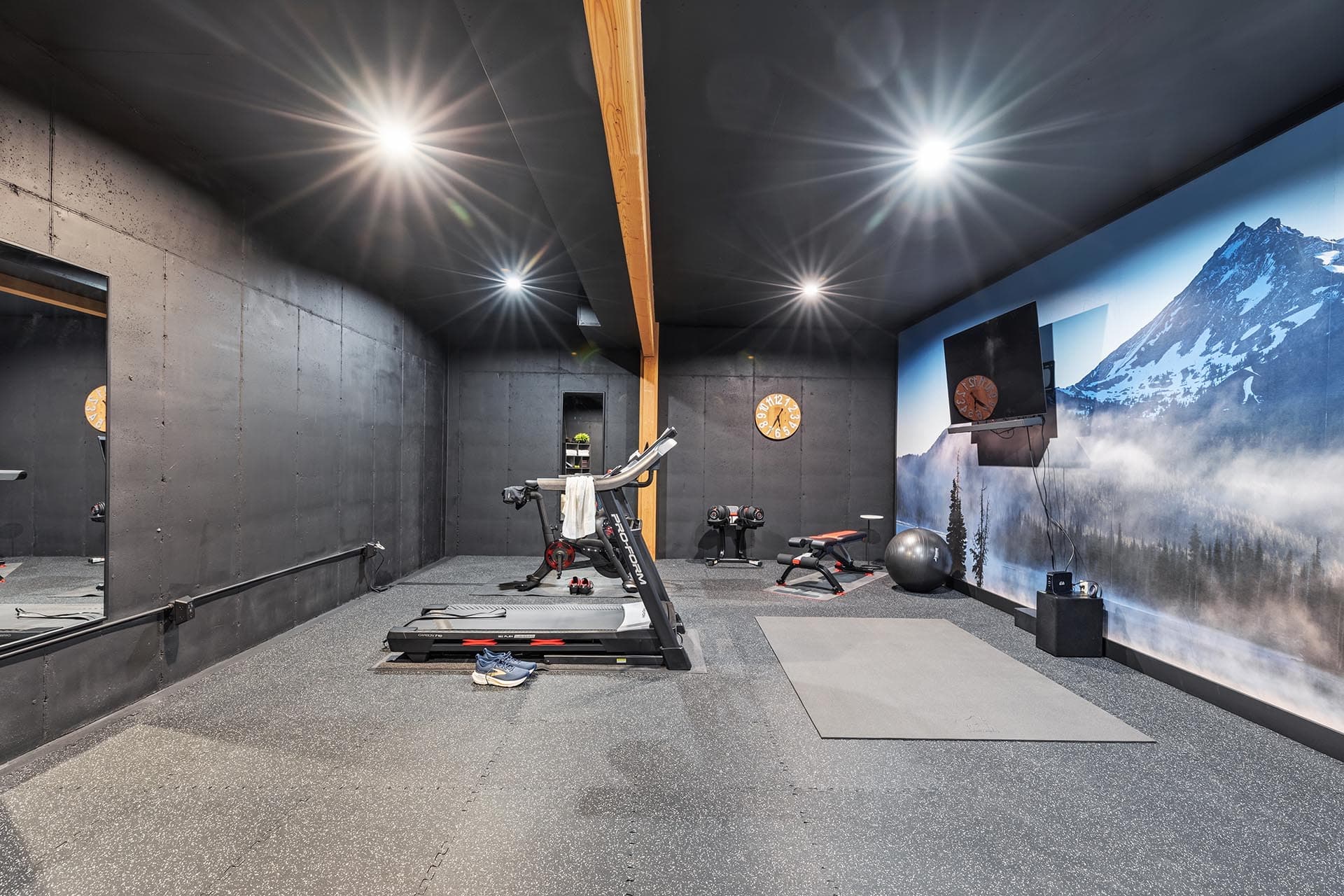private home gym fitness area montana hollowtop homestead