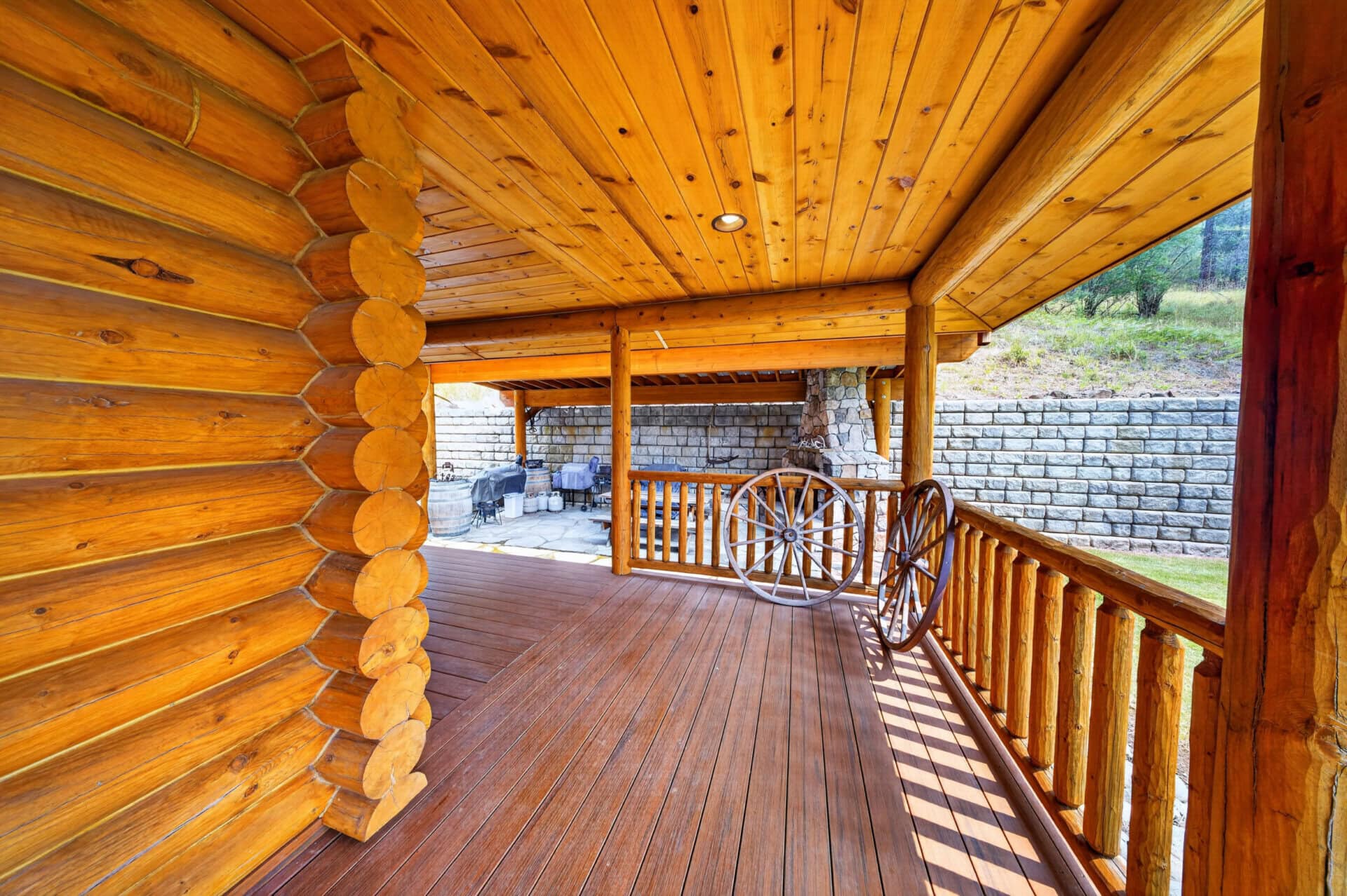 rustic porch details of timber lodge idaho little salmon river lodge
