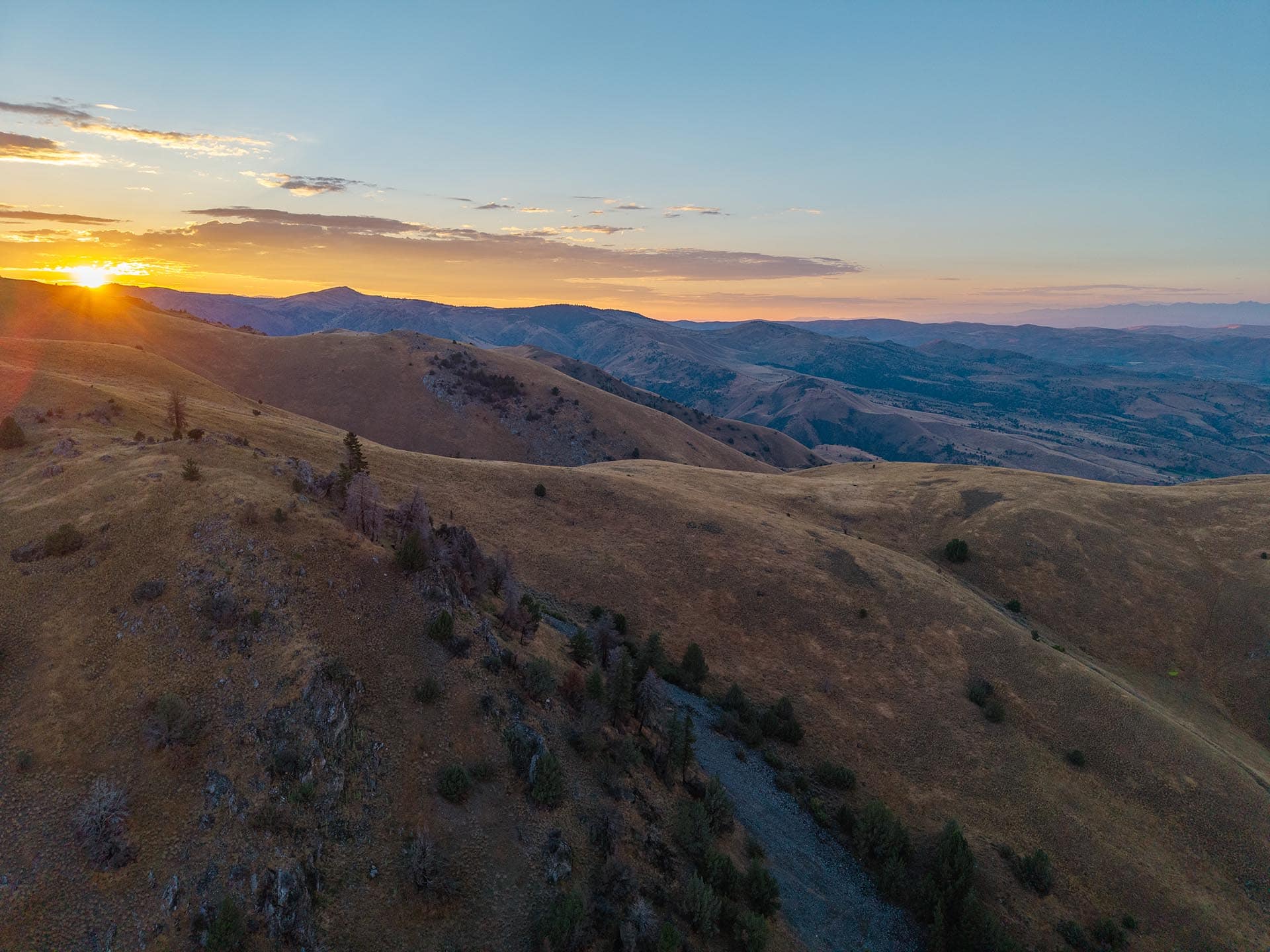 sunset rangeland and rocky hills land oregon powell creek ranch