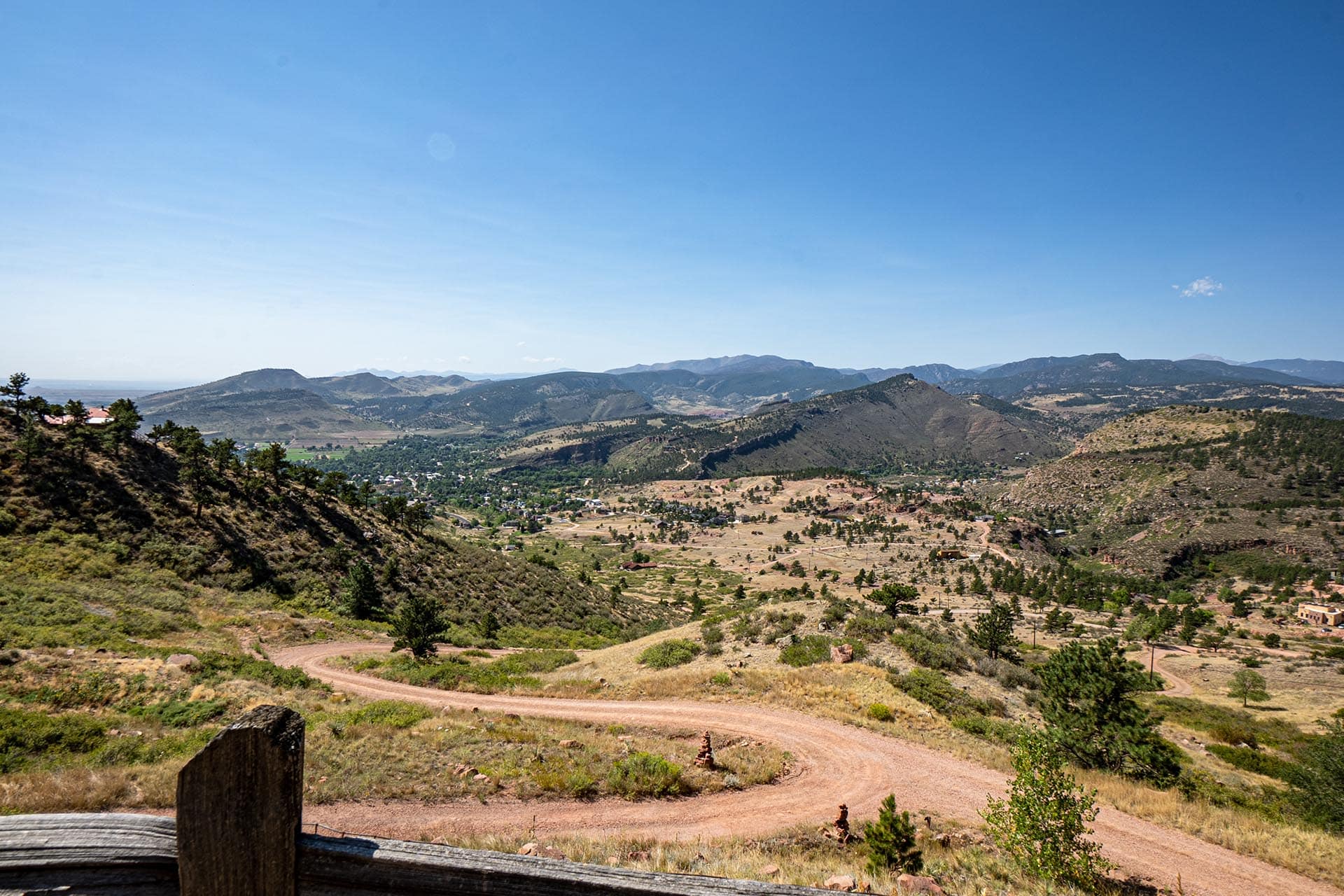 winding dirt road valley land colorado boulder county vistas
