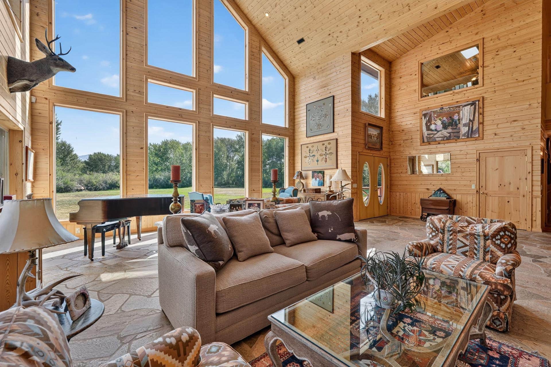 Naturally Lit Living Room Idaho Circle RG Ranch.