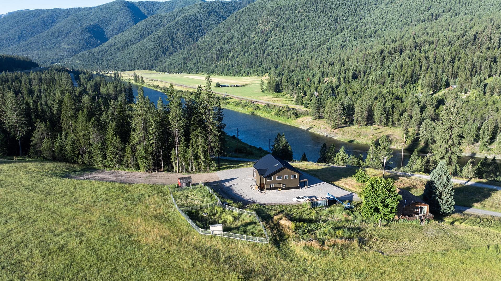 aerial view montana clark fork timeless river retreat