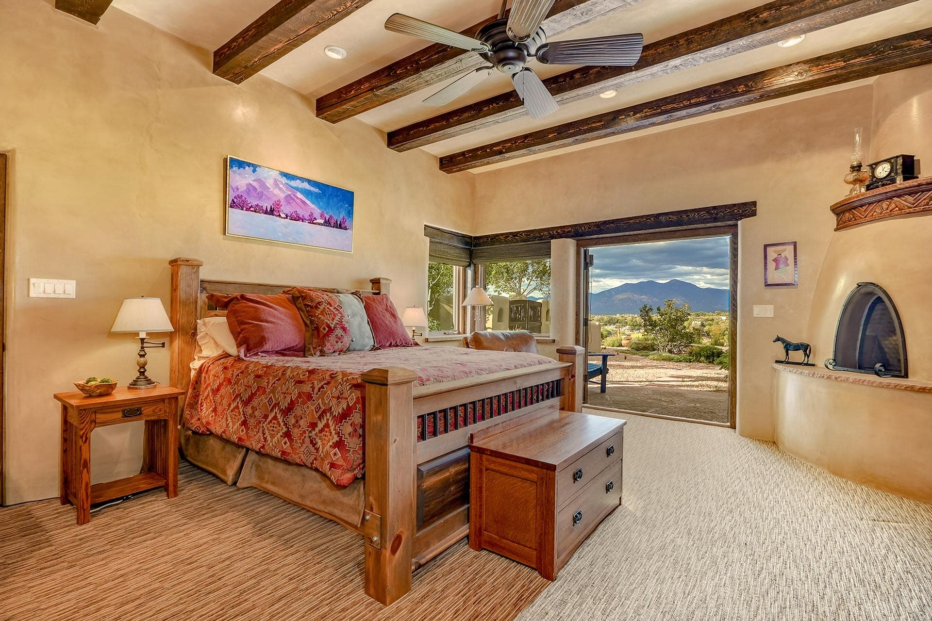 bedroom with mountain views new mexico hacienda de suenos