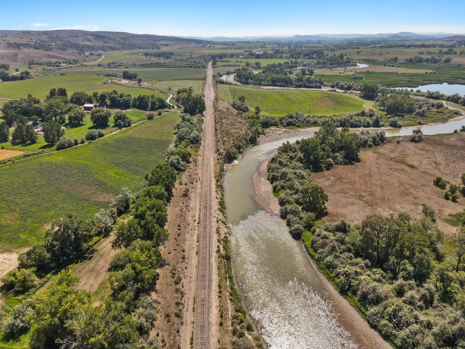 choo choo and river Montana Clarks Fork Waterfowl Camp