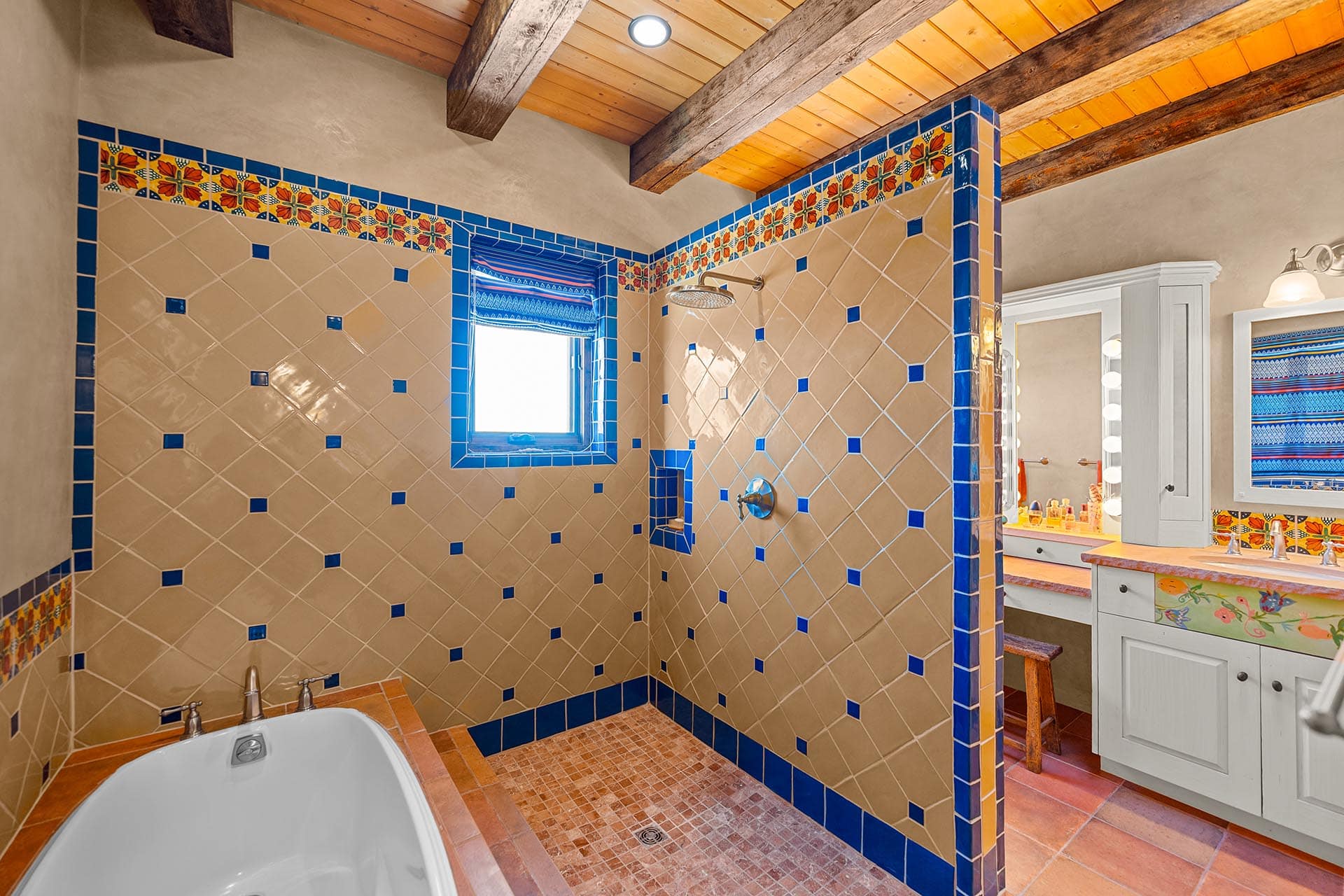 custom tiled shower new mexico hacienda de suenos