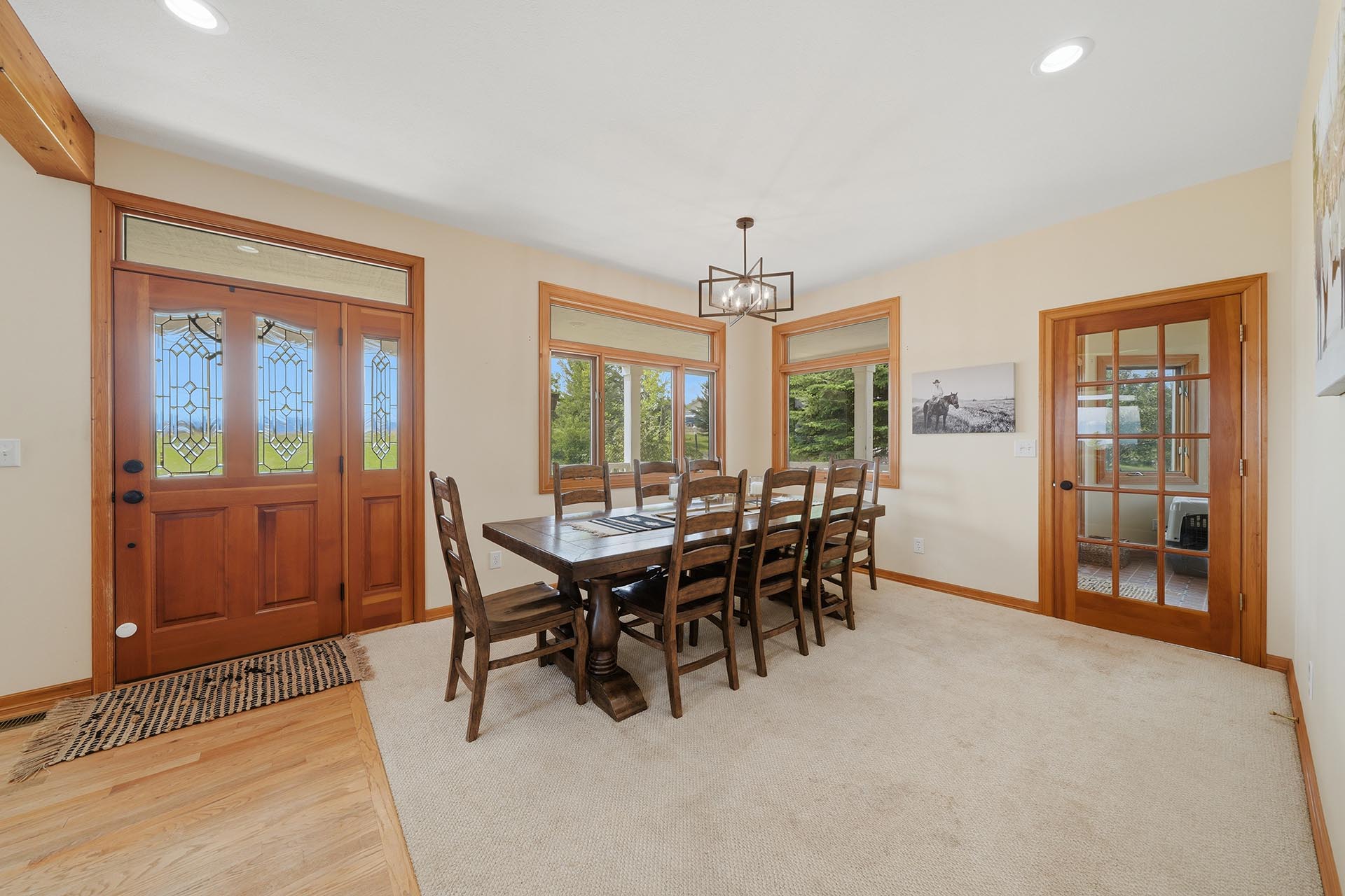 dining room with large windows montana trailcrest horse property