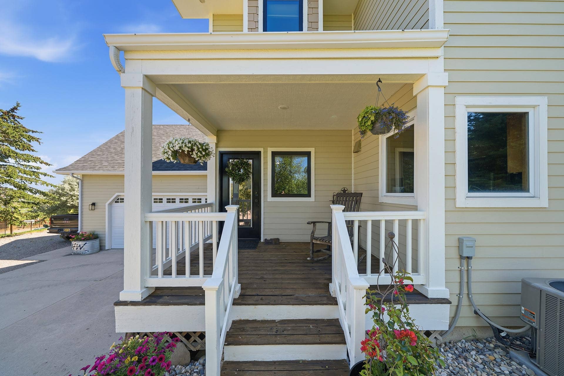 house exterior with front porch montana trailcrest horse property