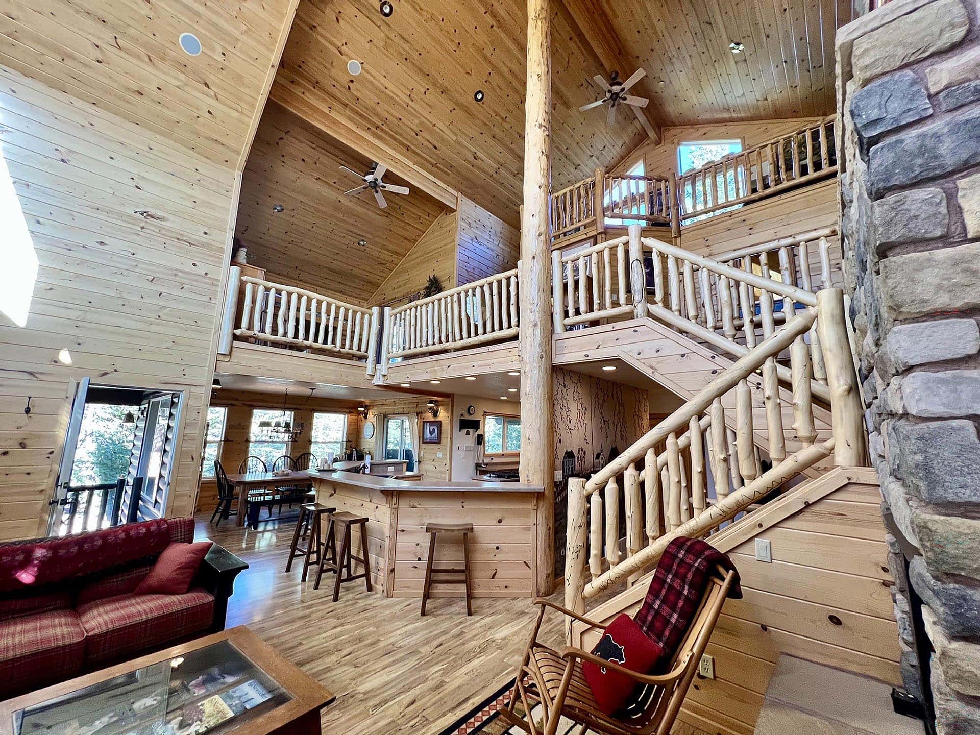 multi level log home interior utah redwood road cabin