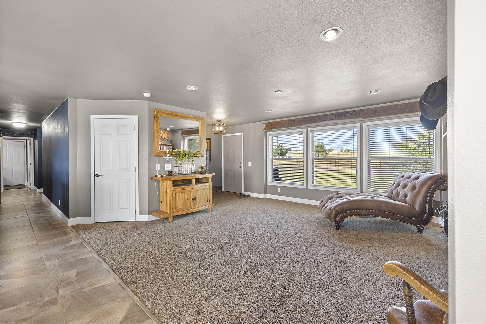 ranch home living room interior colorado buck creek ranch