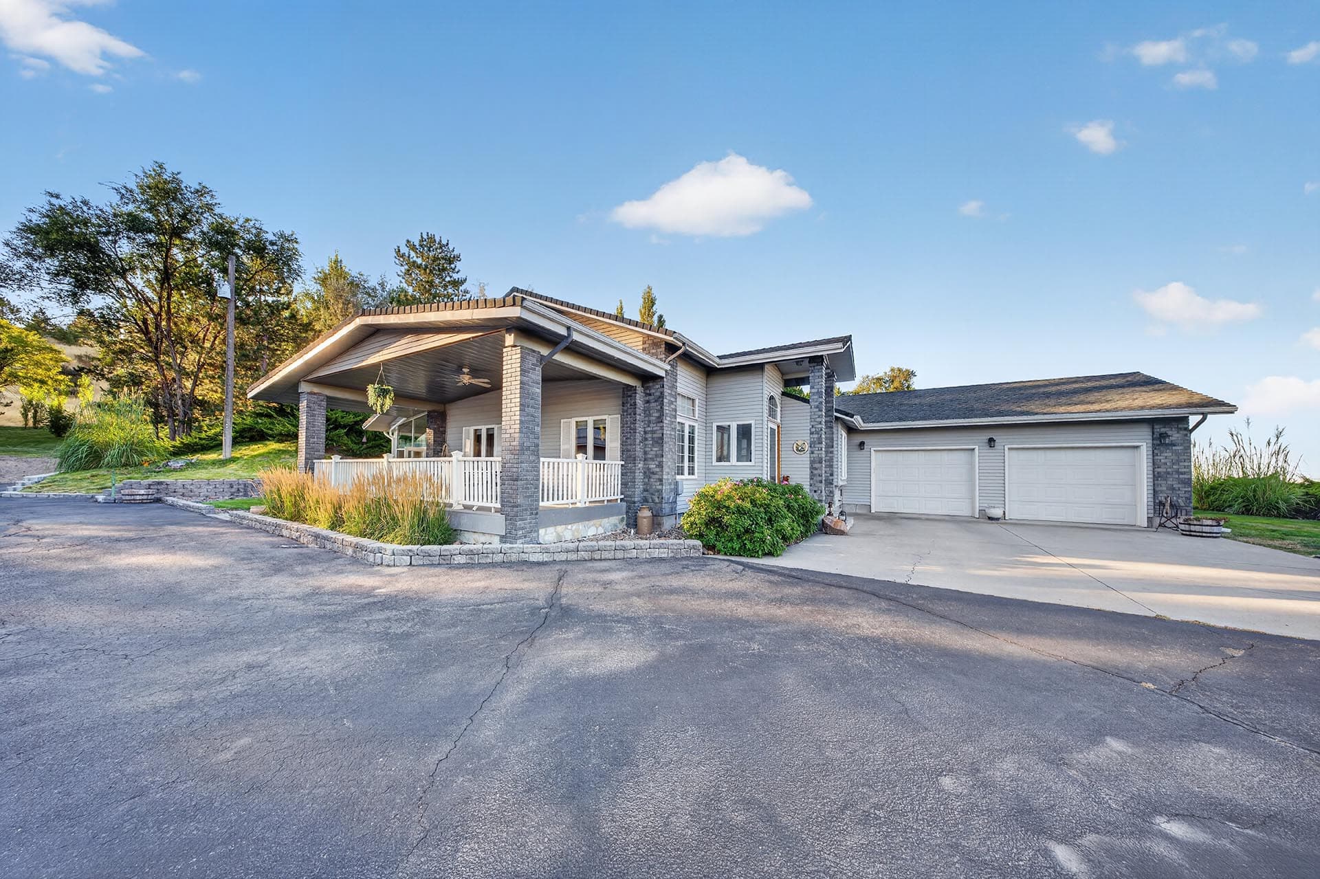 ranch style home with covered entry porch idaho apple ridge farmstead