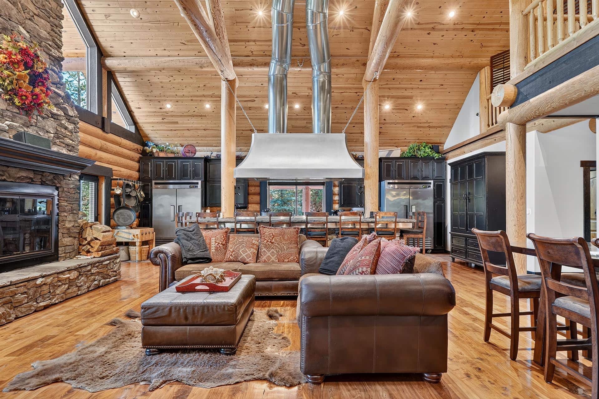 rear deck with fireplace idaho henrys fork ace high lodge