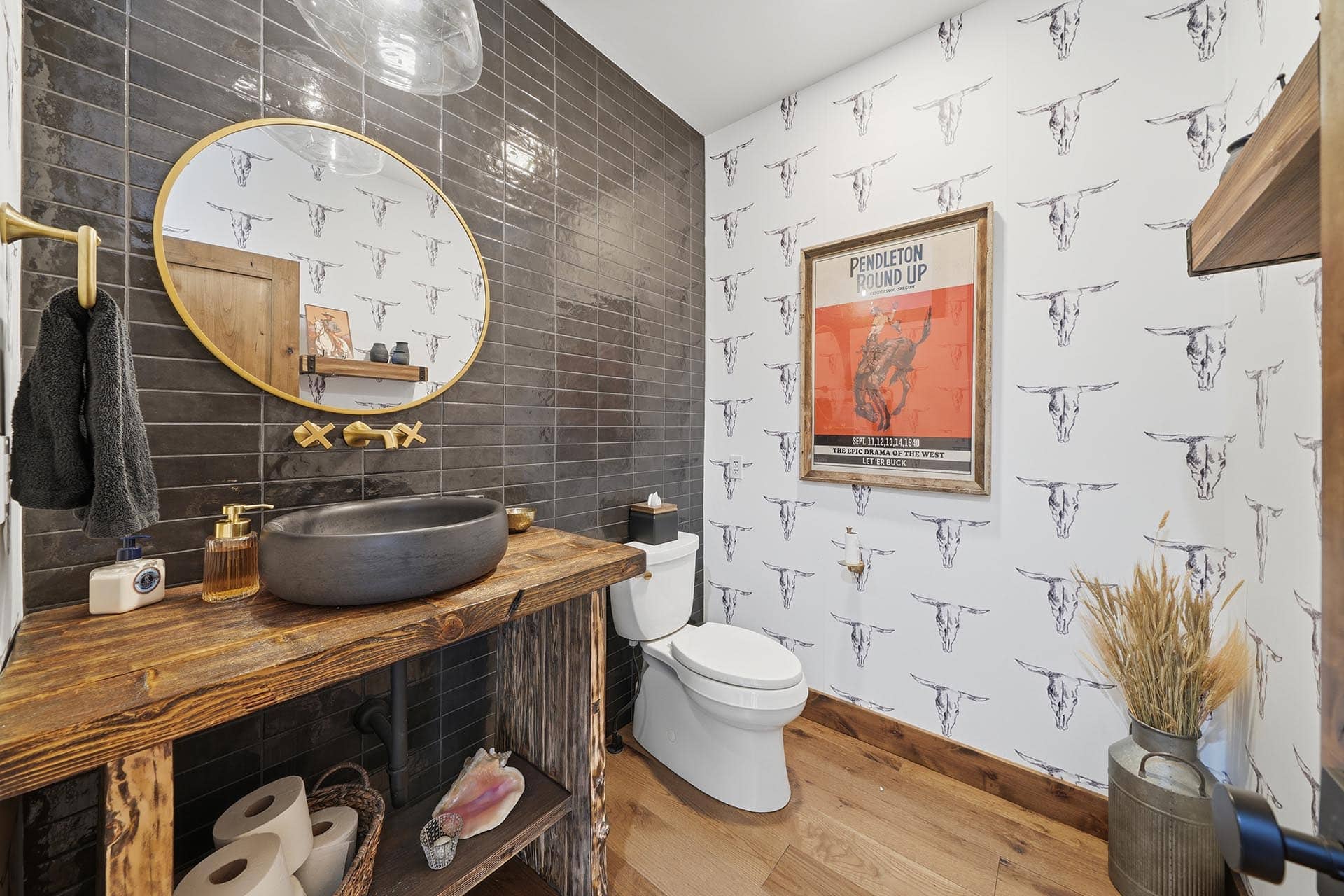 western style powder room montana trailcrest horse property