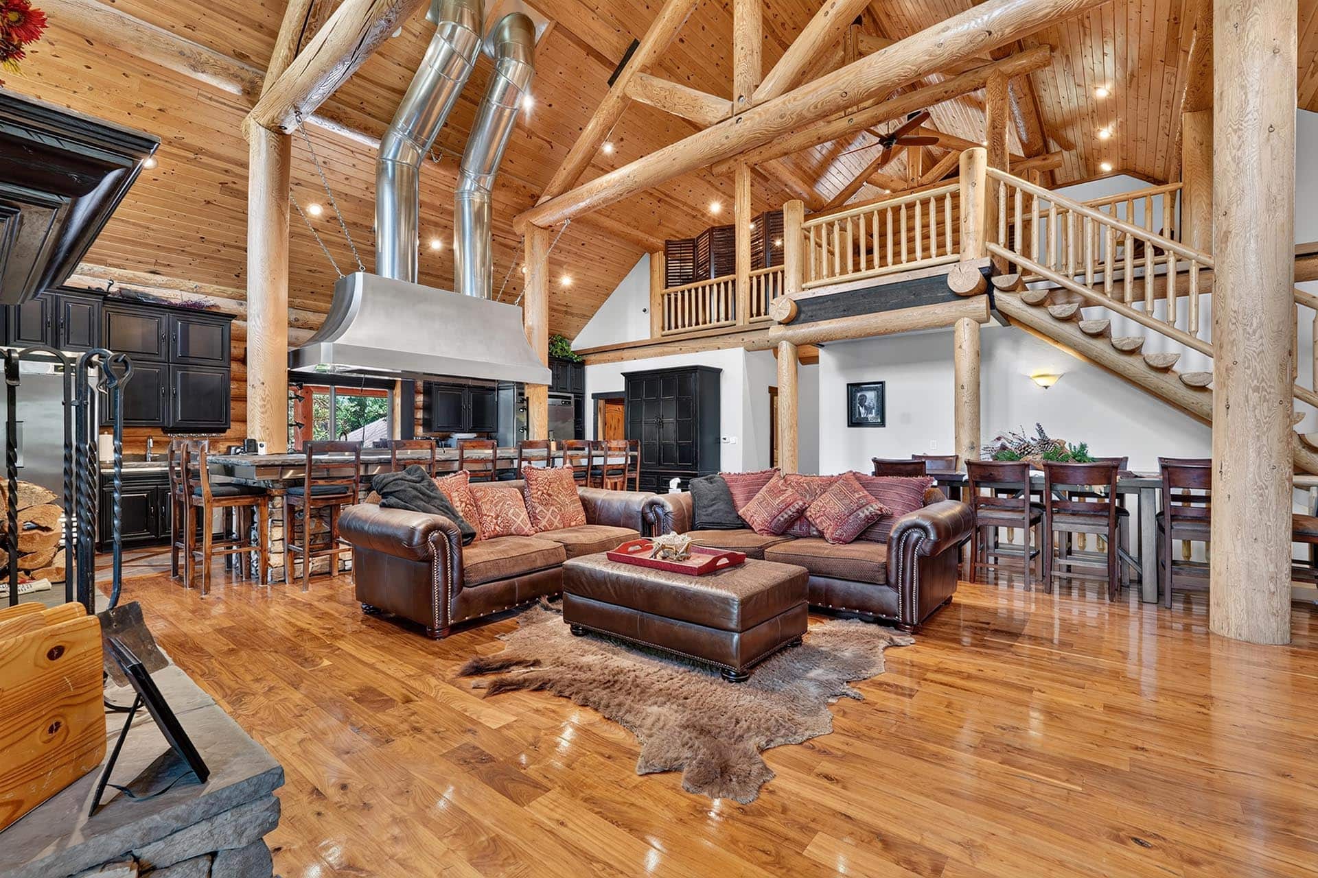 wraparound porch log home idaho henrys fork ace high lodge