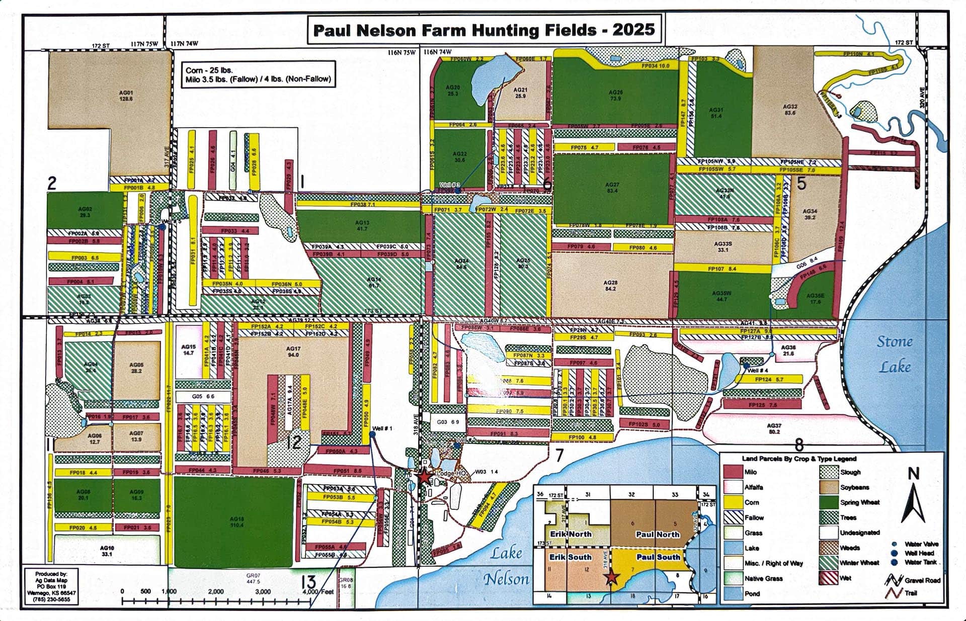 Paul Nelson Farm Hunting Fields Map south dakota