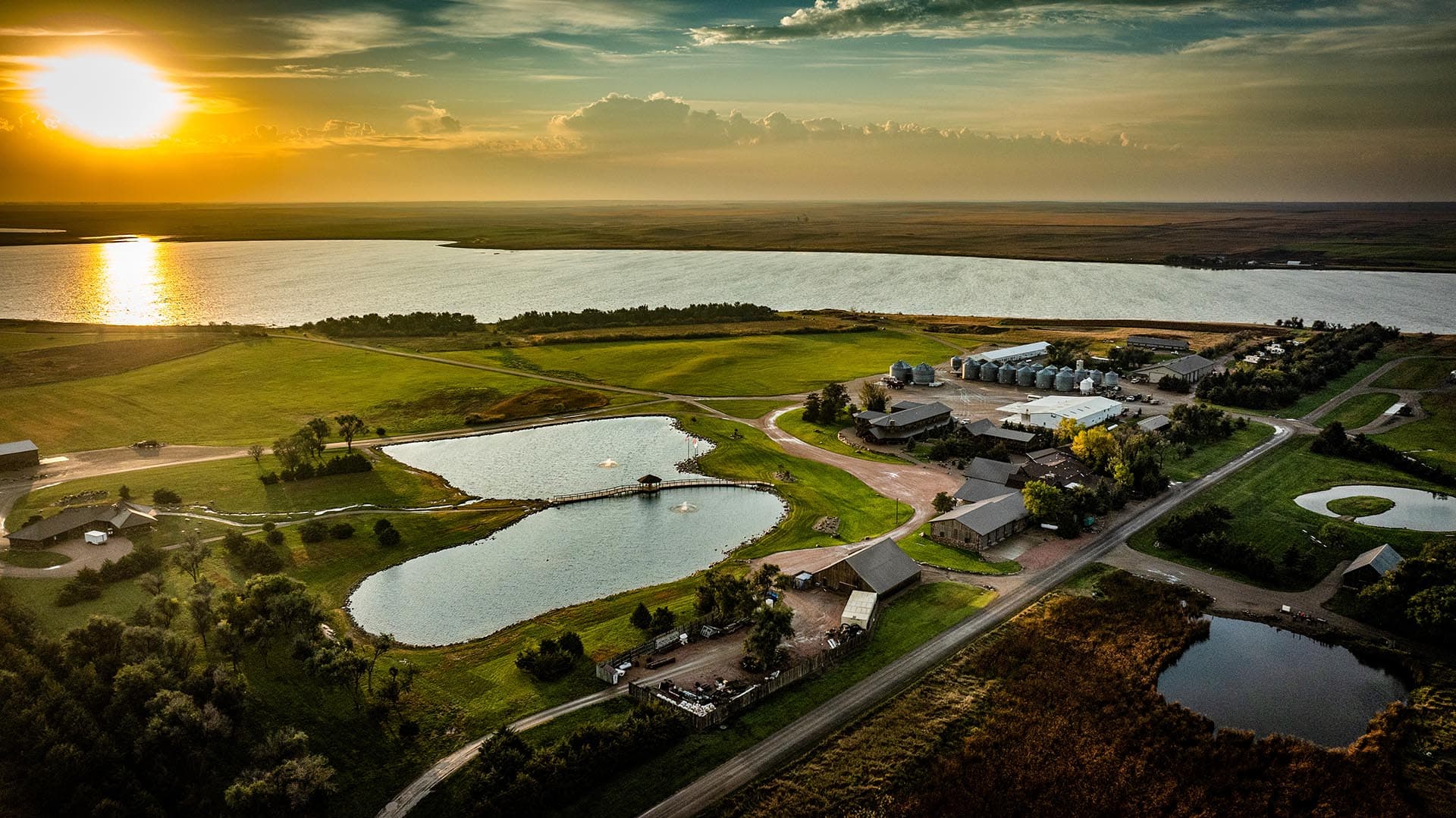 aerial view of farm and lake 4277 acres for sale south dakota paul nelson farm