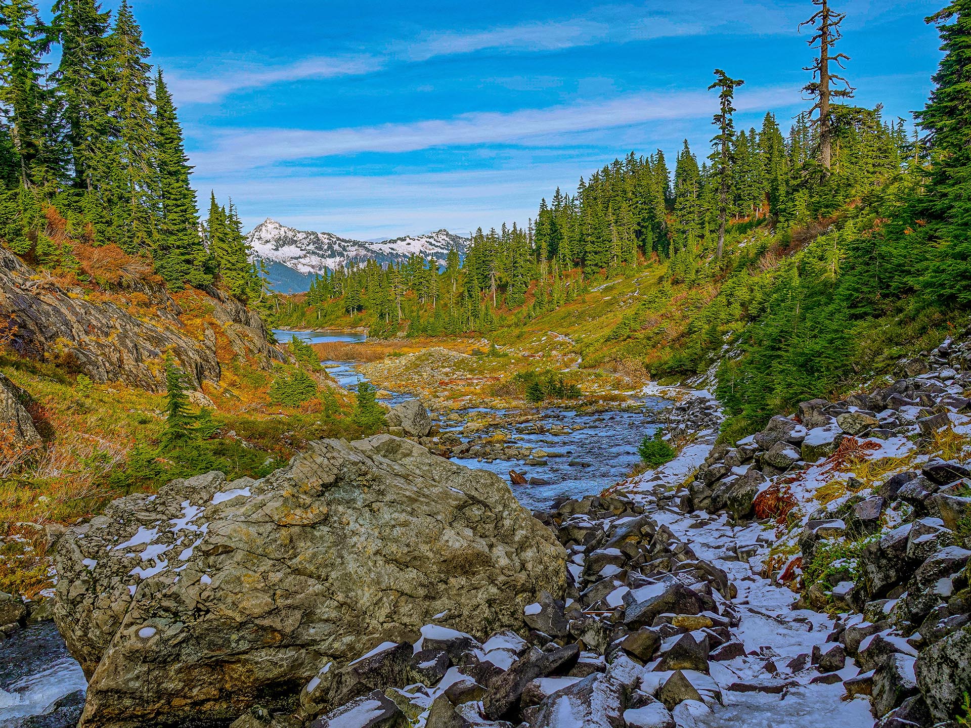 forested mountain property aerial washington granite creek trail