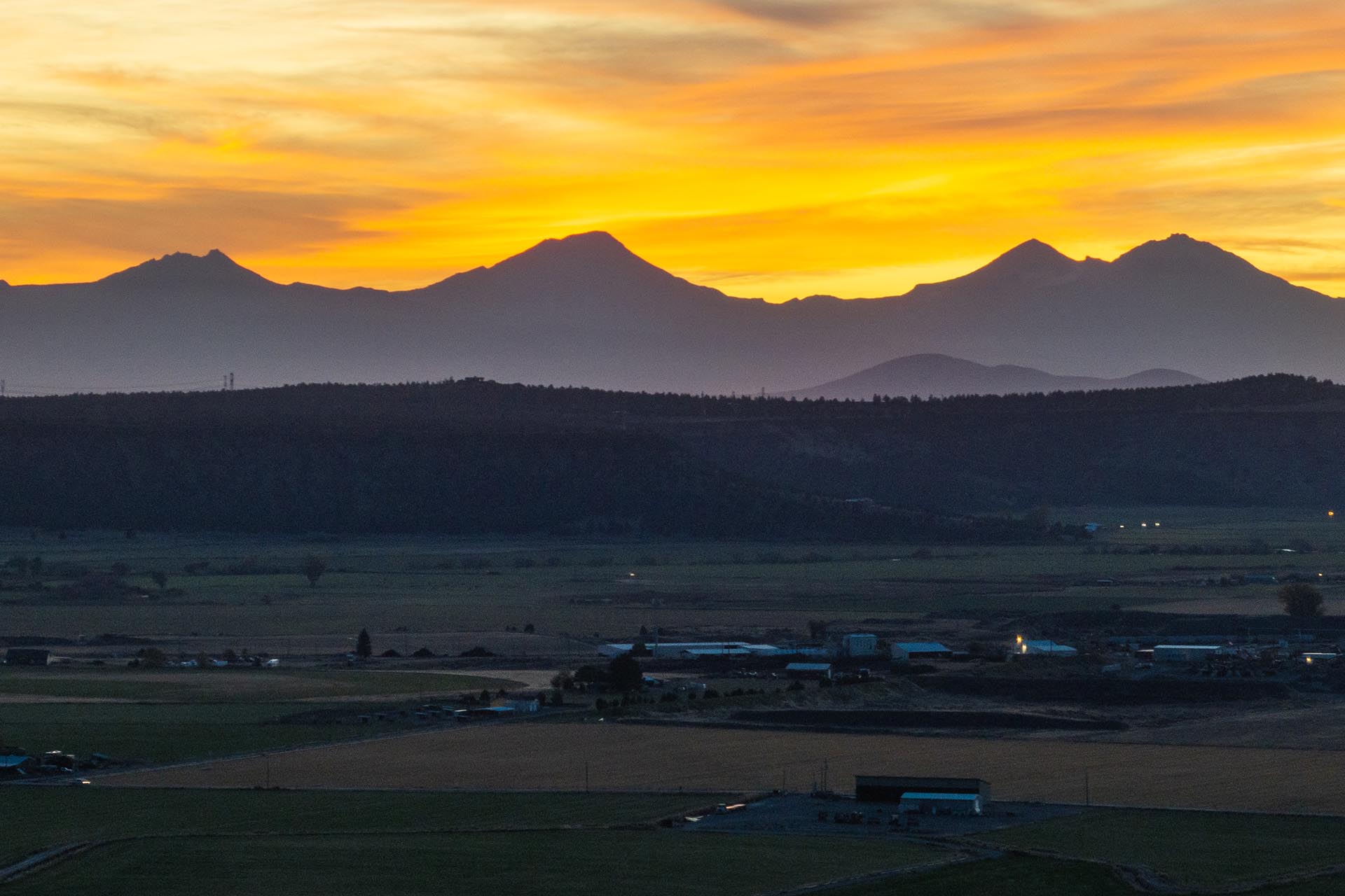 mountain views at sunset