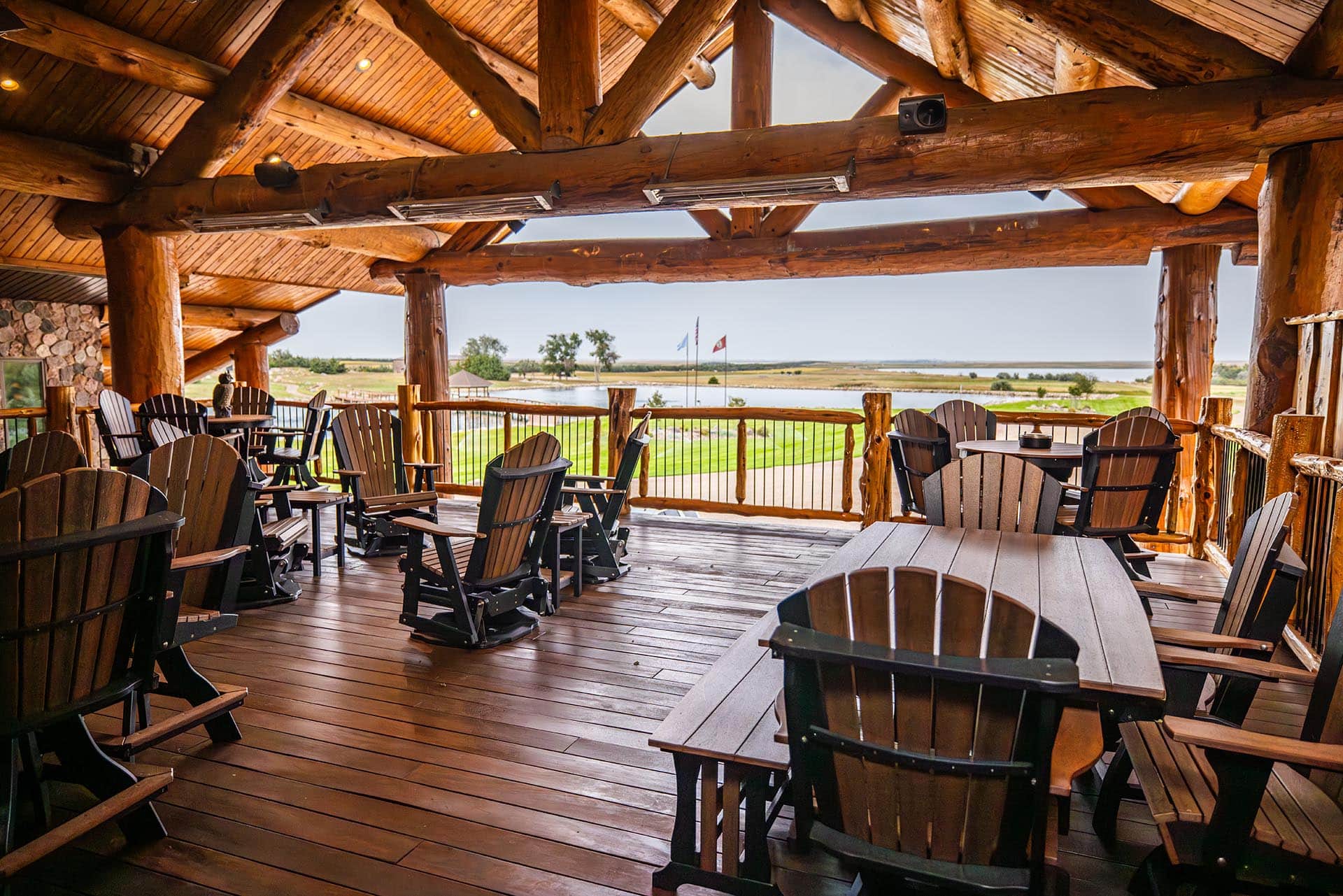 lodge outdoor dining area with water view south dakota paul nelson farm