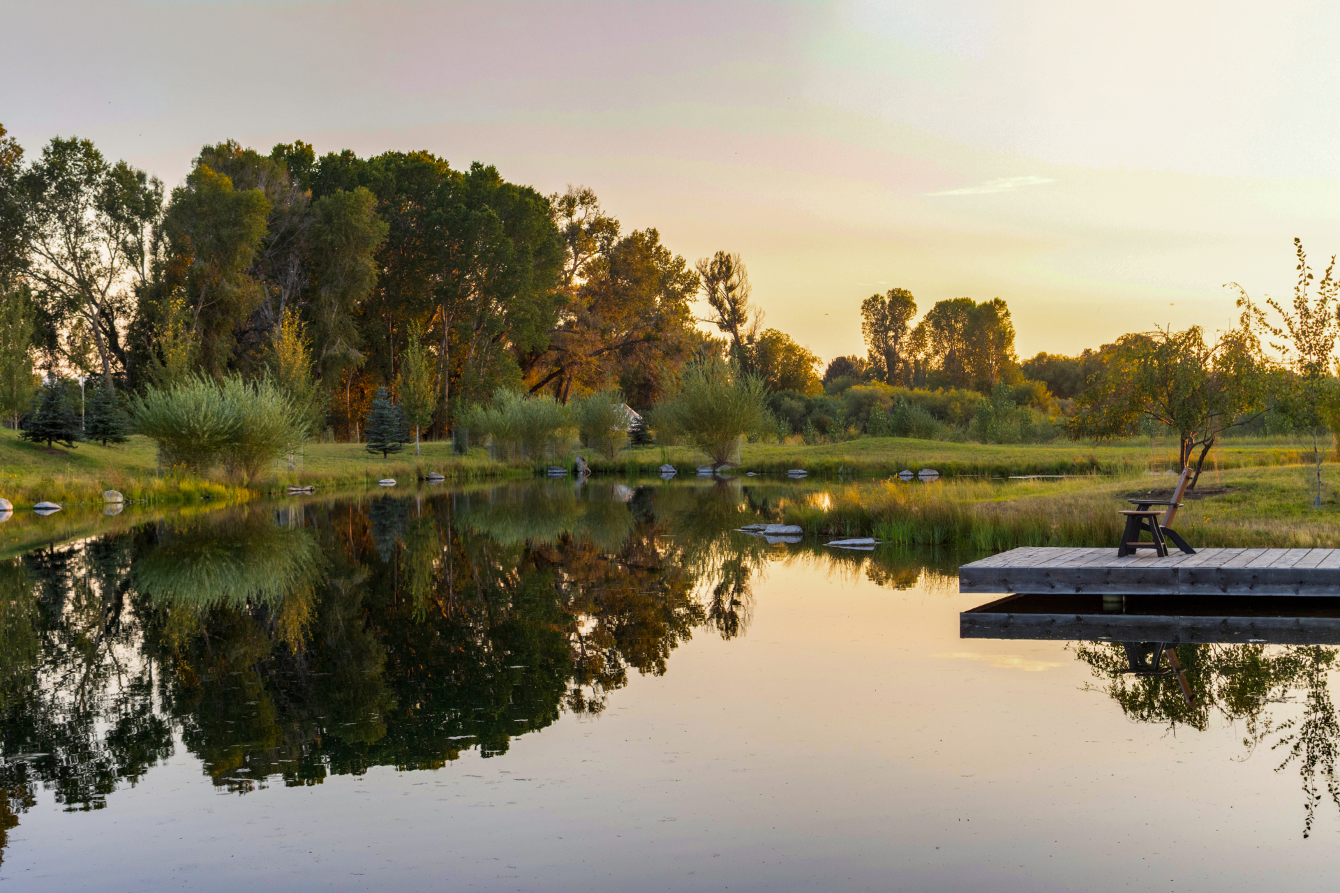 private pond with dock for sale montana east gallatin riverbend