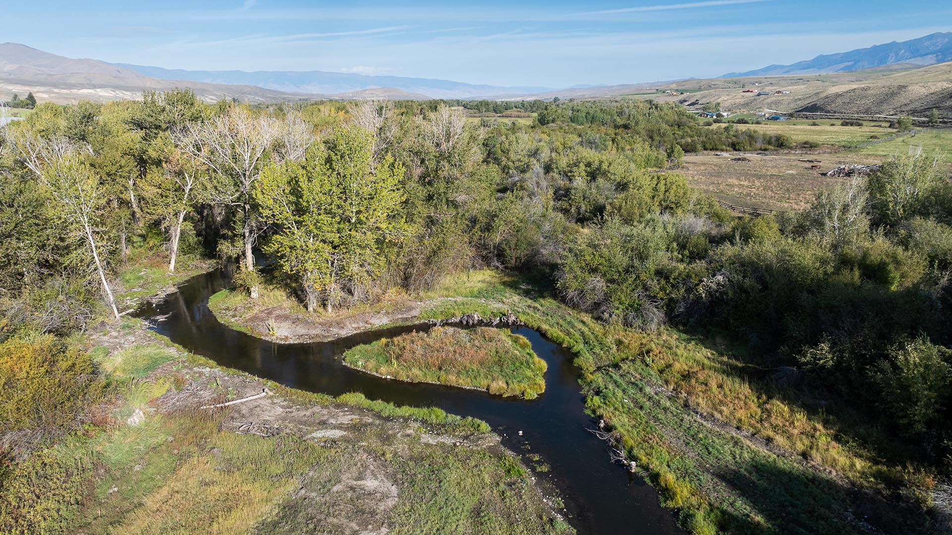 river aerial idaho jackson corner ranch