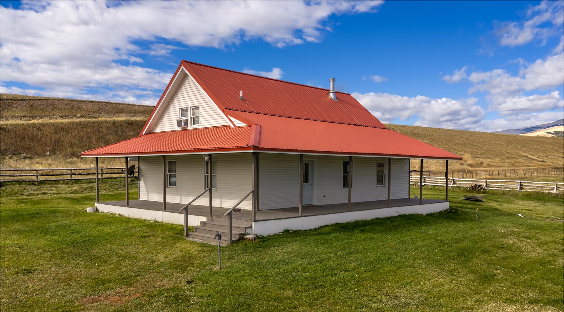 secondary ranch home with covered porch motnana dempsey lakes cattle ranch