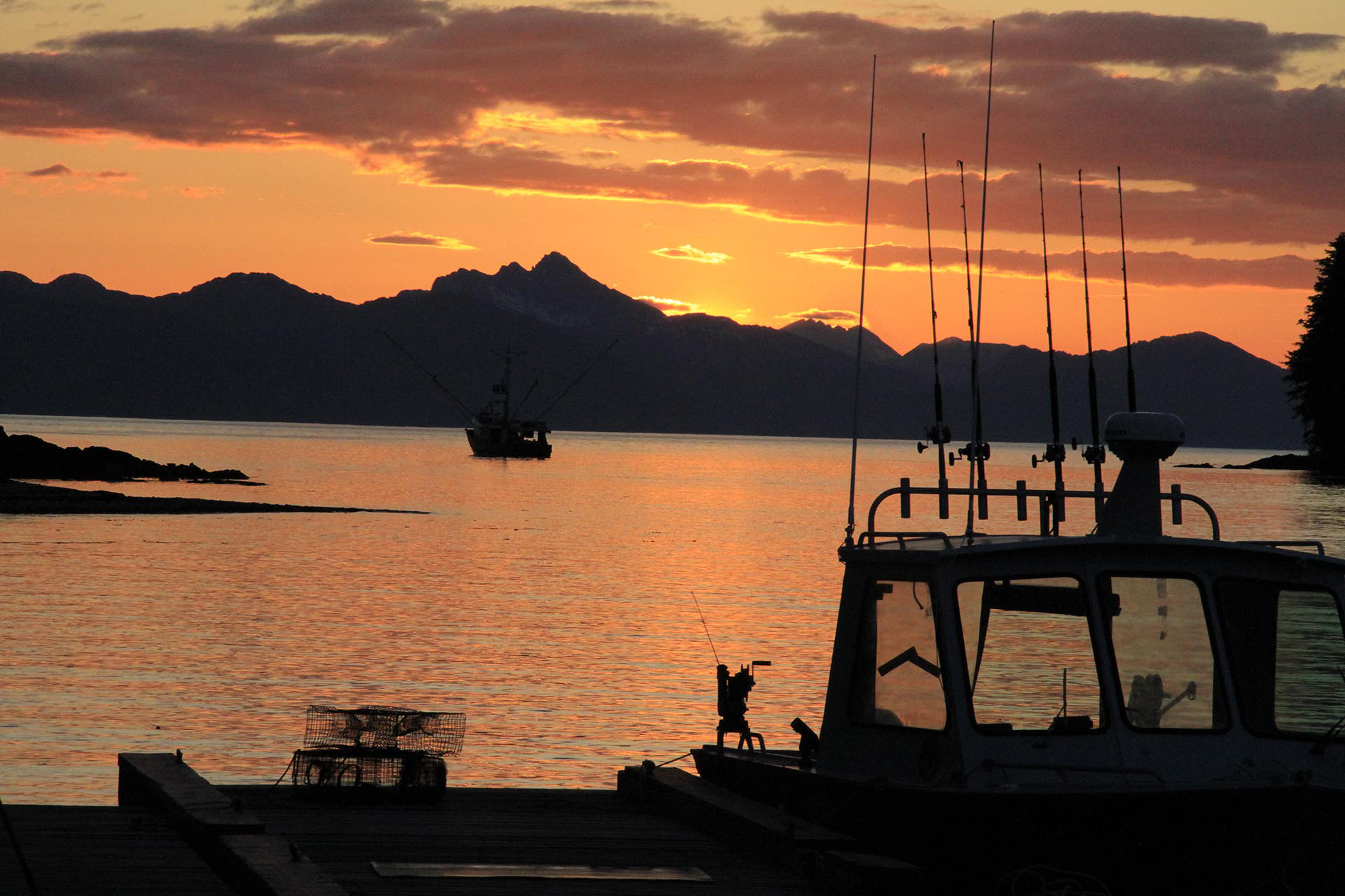 sunset fishing alaska inside passage wilderness enclave